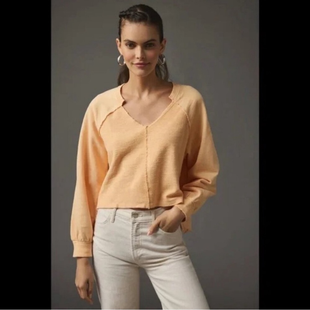NWT Anthropologie Pilcro Reworked Popover V-Neck Sweatshirt Size x-Small